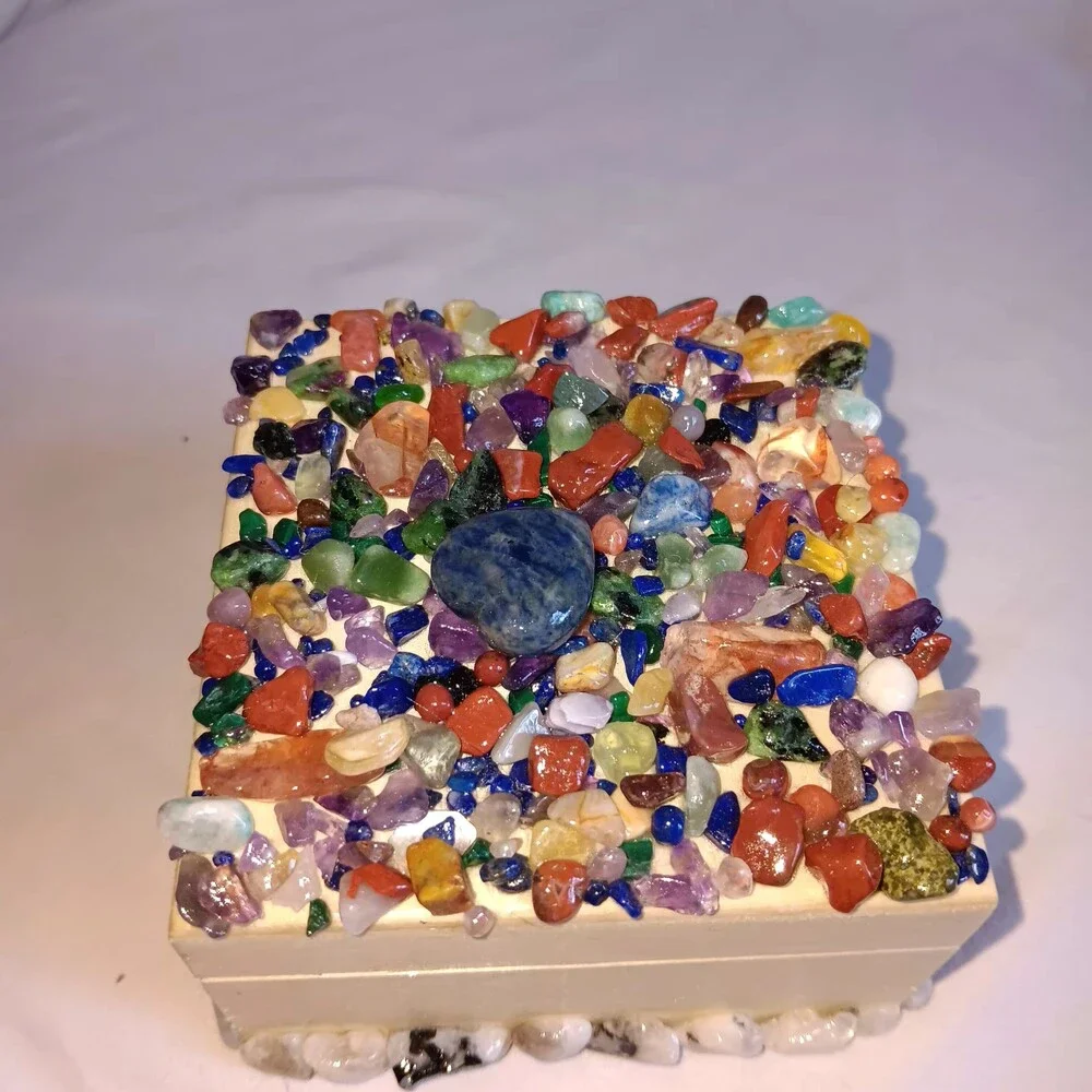 Heart Crystal Wood Jewelry Box